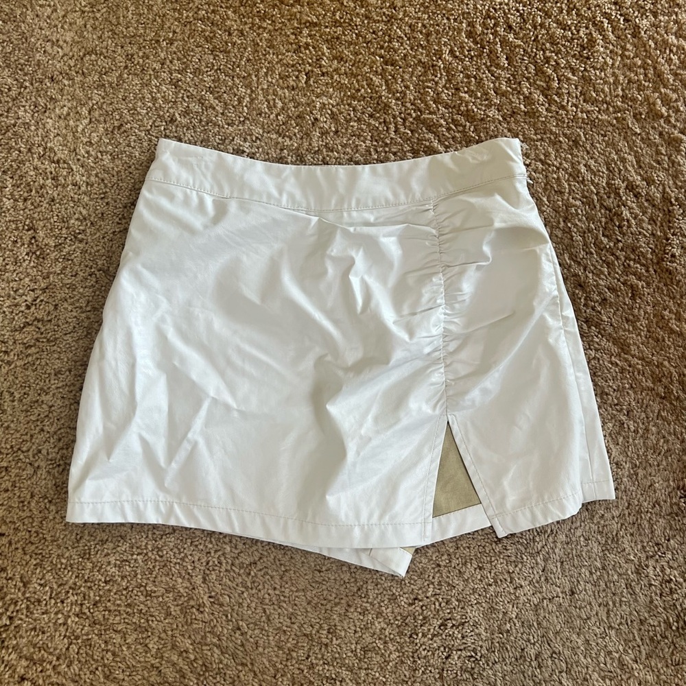 White Leather Skort